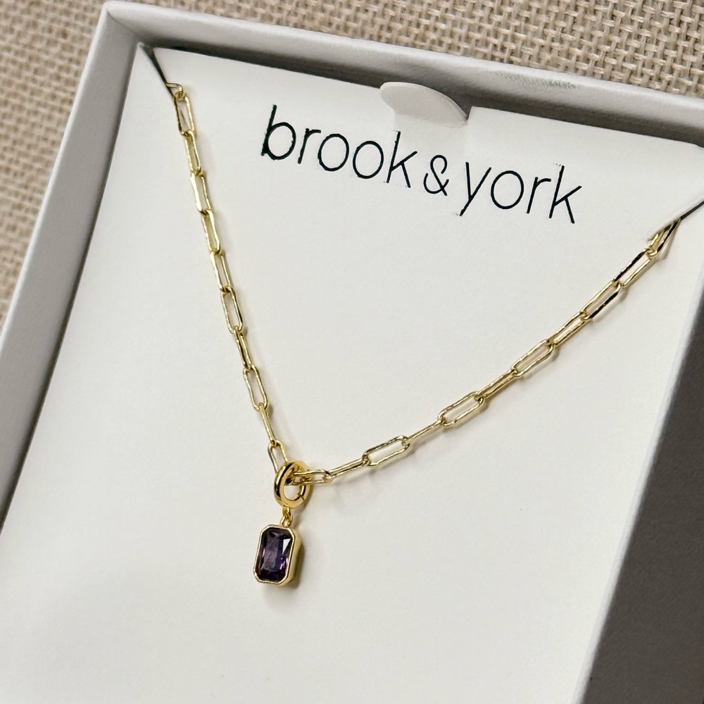 Brook & York Gold-Tone Mackenzie Purple February Birthstone Necklace